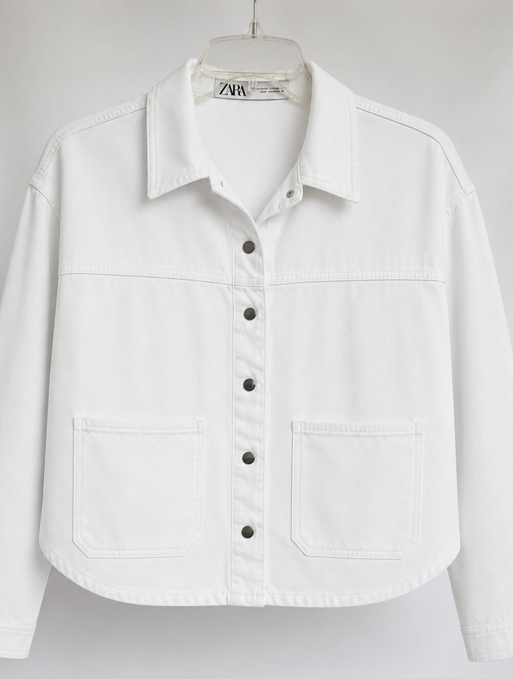 Zara White Denim Utility Chore Jacket – Women's Size Small